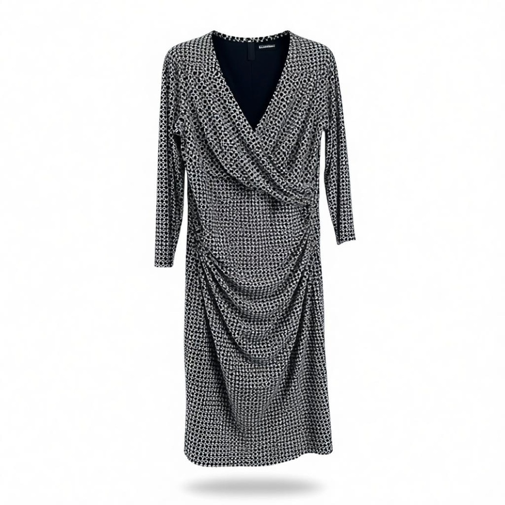 Lauren Ralph Lauren LRL Women's Dress Size‎ 10 Black Ruched Side White Chain